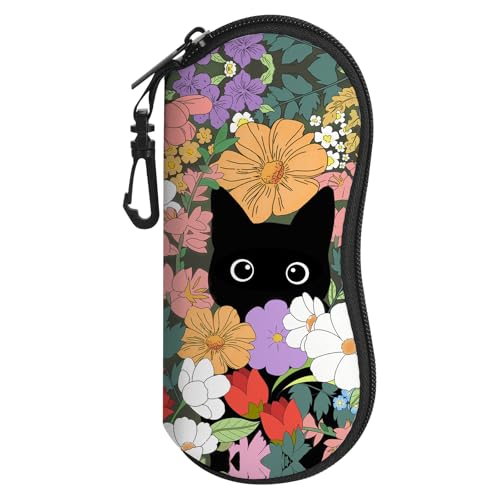 Image of Sunglasses Soft Case, Cute Ultra Light Portable Neoprene Zipper Eyeglass Glasses Case with Belt Clip for Men Women