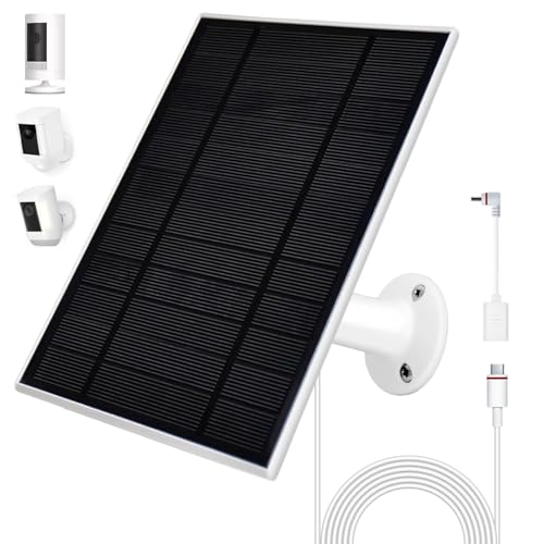 6W Solarpanel für Sicherheits kameras 5V Solarladegerät kompatibel mit Ring Stick Up Cam/Spotlight Cam Pro USB-C + 3 5-mm-Stiftstecker IP65 wasserdicht 360 verstellbar + 3M-Kabel