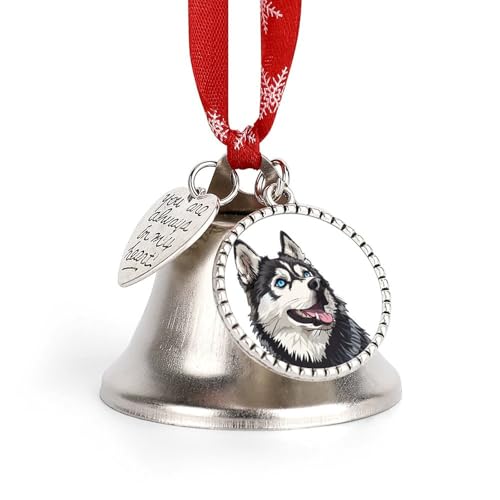 Siberian Husky Dog Funny Christmas Bell Ornament Cute Xmas Tree Hanging Pendant Decoration for Holidays Party