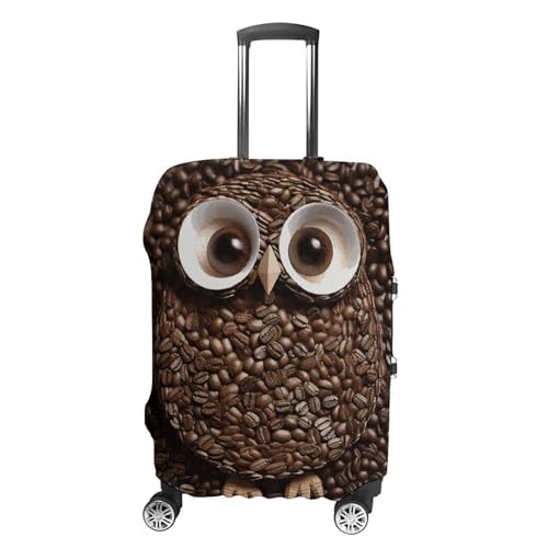 Coffee Bean Owl Printed Luggage Cover Protector, Fits 18-32 Inch Luggage