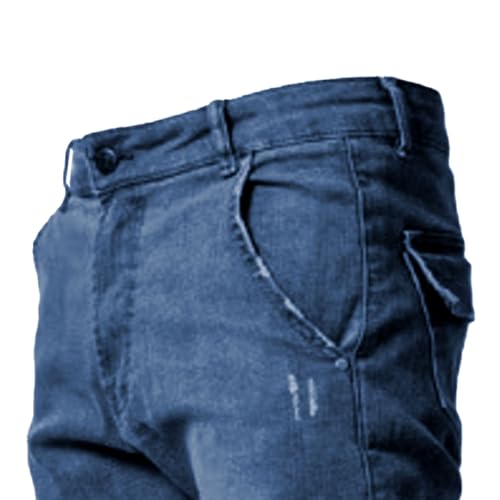 Cargo Jeans for Men Jogger Slim Fit Stretch Skinny Jean Straight Leg Comfort Flex Waist Pants Dark Blue Medium4