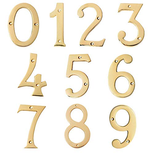 Motif 4-Inch Solid Brass Lacquered Polished Mailbox Numbers House Numbers For Outside, Address Plaques For House Numbers, Outdoor Decor (Number 6) #TOP3