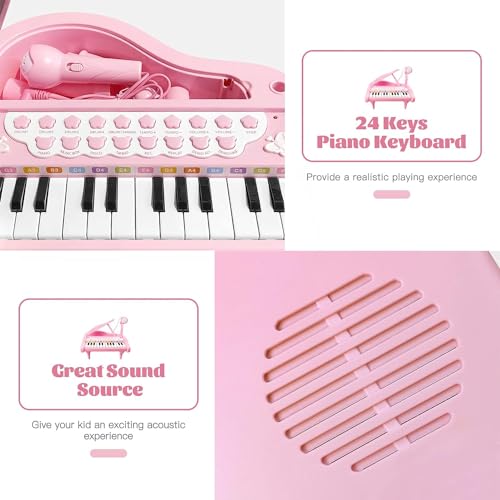 image for Love&Mini Piano Keyboard Toy for Girls - 24 Keys Toddler Music Toy Ins