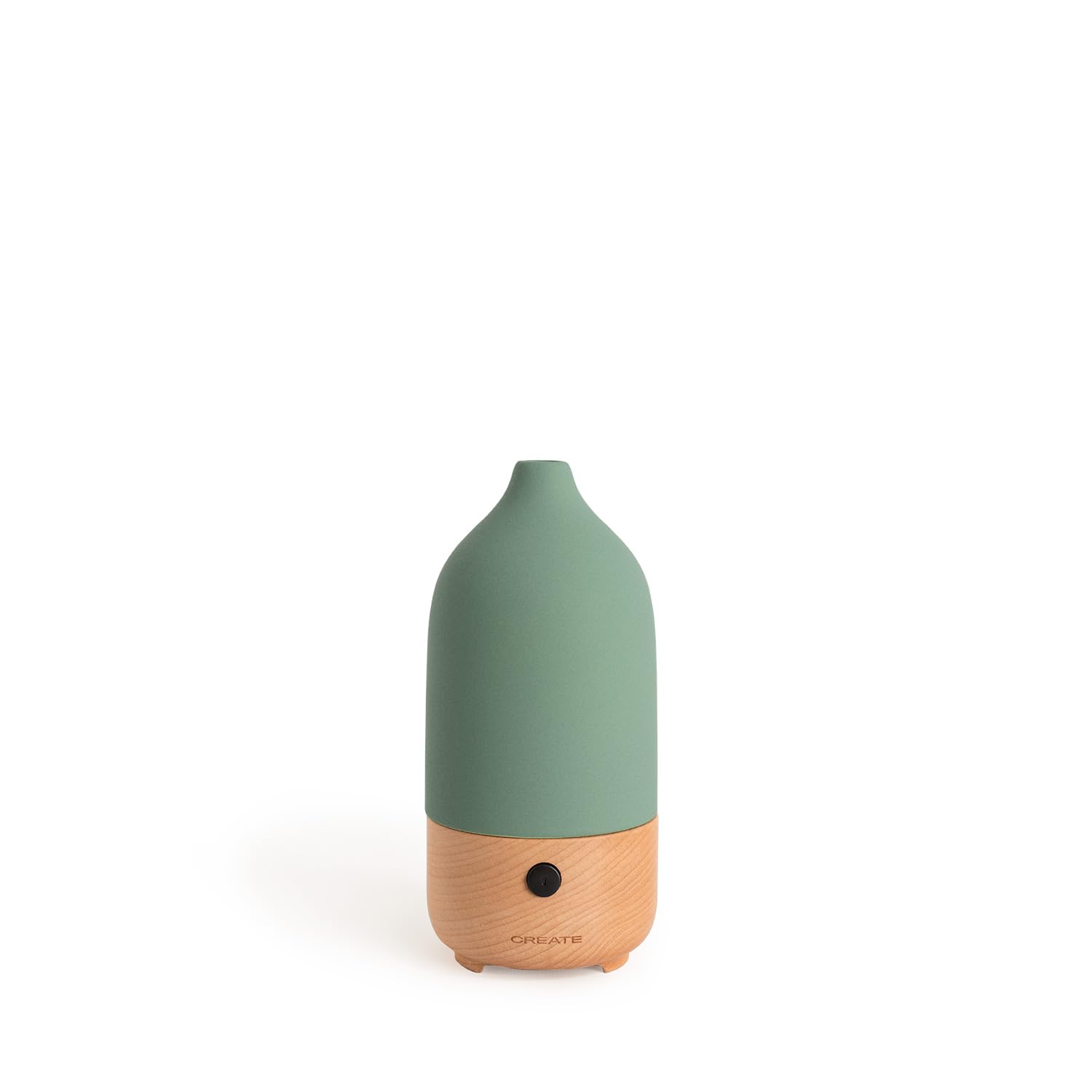 CREATE/AROMA CERAMIC/Diffuseur d'arômes et mini humidificateur avec lumière vert sauge/Réservoir 100 ml, pièces jusqu'à 20-35 m², 7 couleurs de lumières LED, fonction aromathérapie, 5 W