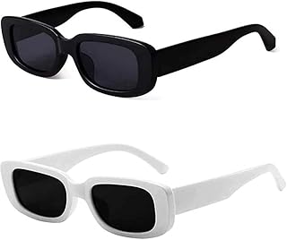 Rich Club Rectangle Sunglasses for Women Retro Driving Glasses 90’s Vintage Fashion Narrow Square Frame UV400 Protection