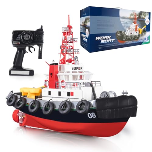 Ssccgym 23.6' Inch 60CM US Remote Control Tug Boat RC Fireboat Rescure Boats 4CH Electric RC...