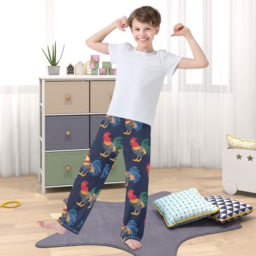 ZZXXB Colorful Rooster Boys Long Pants Soft Trousers Elastic Waist Kids Lounge Bottoms with Pockets S-XL 5