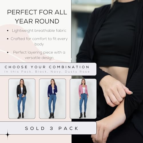 Image of Azules Cropped Cardigan for Women, Open Front Drape Lightweight Sweater Long Sleeves Women's Cardigans