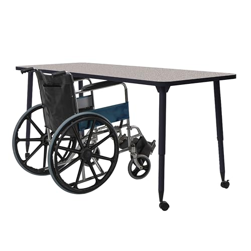 Image of Adapte Commercial Classroom Activity Table - 30 inch x 72 inch Rectangle, ADA Compliant Tapered Legs with Glides & Casters, Adjustable Height 22-34 inch Wheelchair Accessible, School & Office Furniture