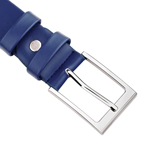Sportmusies Women PU Leather Belt Solid Color Waist Belt for Ladies Dress Pin Polished Buckle Belt for Jeans Pants, Dark Blue3