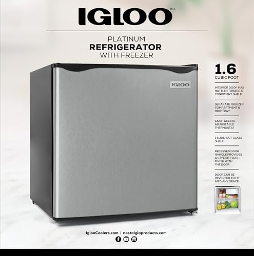image for Igloo 1.6 Cu.Ft. Compact Refrigerator, Adjustable Thermostat, Glass Sh