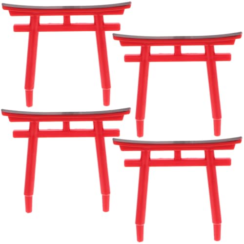Image of Toddmomy Aquarium Torii Sculpture Decor Mini Japanese Shrine Gate Ornament for Fish Tank Landscape Decoration Accessory 1.49X1.29X0.11In Set of 4