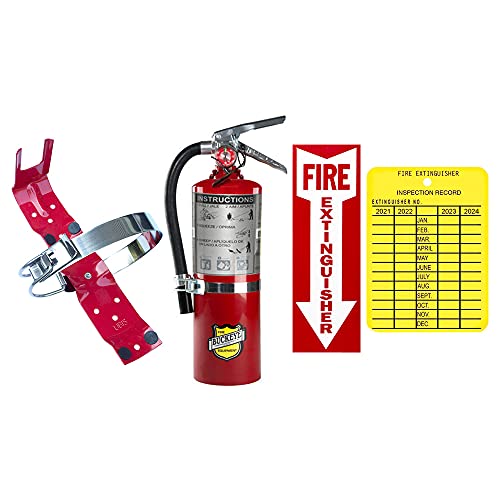 5Lb Fire Extinguisher 2A10BC Buckeye Class ABC Dry Chemical With Vehicle Bracket, Sign And Inspection Tag