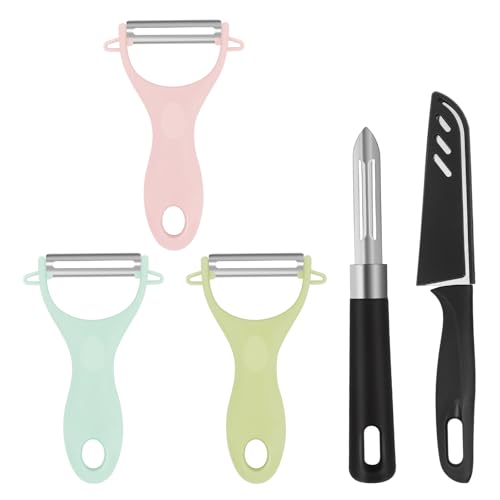 Pelador recto de acero inoxidable de 5 piezas, pelador de patatas tradicional en forma de Y, pelador rápido, para pelar todo tipo de frutas y verduras, pelador giratorio y corte