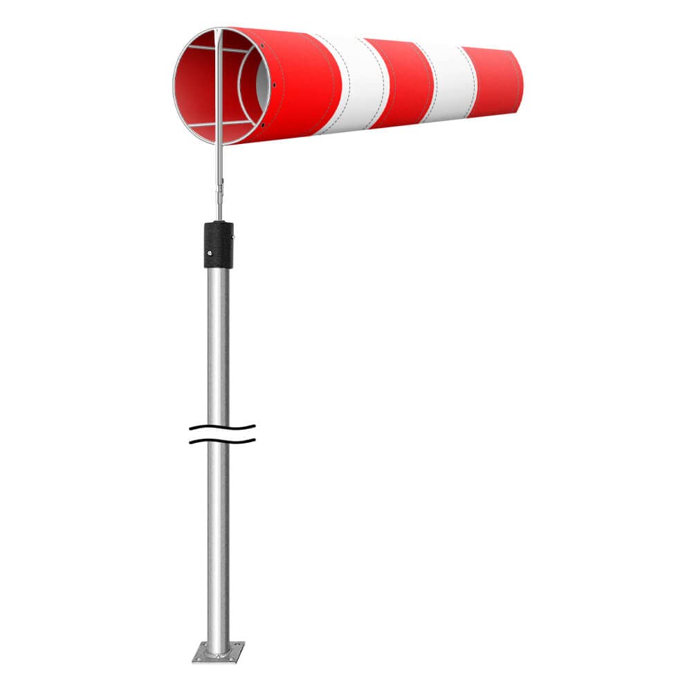 Windsack Komplett-Set, rot/weiß, Ø 30 cm, 4-teilig, zum Aufdübeln, Höhe: 3 m aus Kunststoff, Stahl, Art.-Nr. 609568 | Windsocke