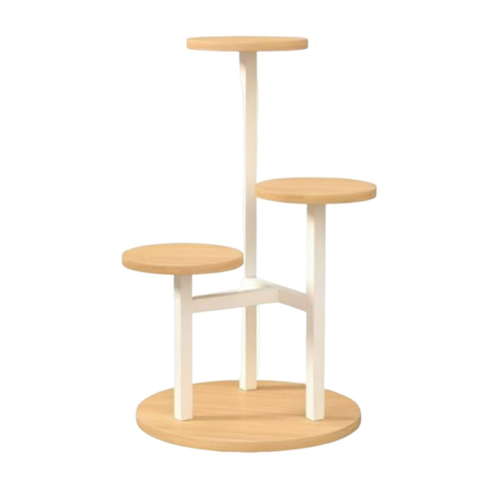Estantería de Exhibición Soporte para Plantas Macetero Mueble Organizador de 4 Niveles Que Espacio Vertical y Aireación Adecuada para Salón Terraza , Nogal Claro+Blanco