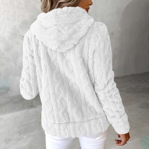 Lmdudan Plus Size Womens Winter Coats Faux Fur Jacket Sherpa Fuzzy Hood Sweaters Full Zip Shaggy Shacket Jacket with Pockets3