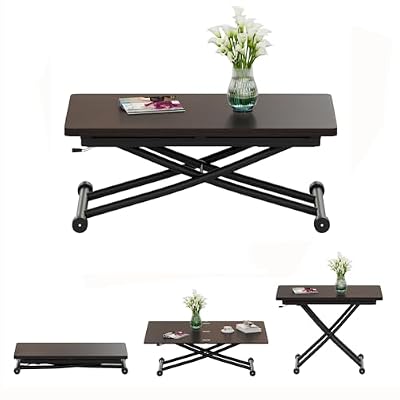 JEFFORDOUTLET Mesa Elevable y Extensible, Mesa de Centro Funcional para Comedor de Espacio Pequeño, Sala de Estar, Cocina, Sala de Estudio, Negro