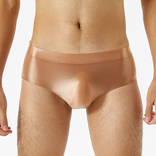 Jhaoyu Mens Swimsuit Glossy Smooth Bikini Briefs Panties Elastic Waistband Swimming Bottom Solid Underwear2