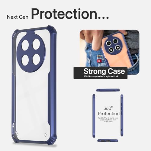 Image of Pikkme Oppo A2 Pro 5G Back Cover | Crystal Clear Transparent Back | Ultra Hyrbid | Full Camera Protection | Raised Edge | Bumper Back Case (Blue)
