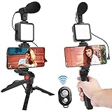 CAMOLO Vlogging Kit YouTube Camera for Vlogging Video Maker Kit Microphone for iPhone Video Recording with Light + Microphone + Tripod + Phone Holder for Vlogging/YouTube/Tiktok/Facebook/Camera