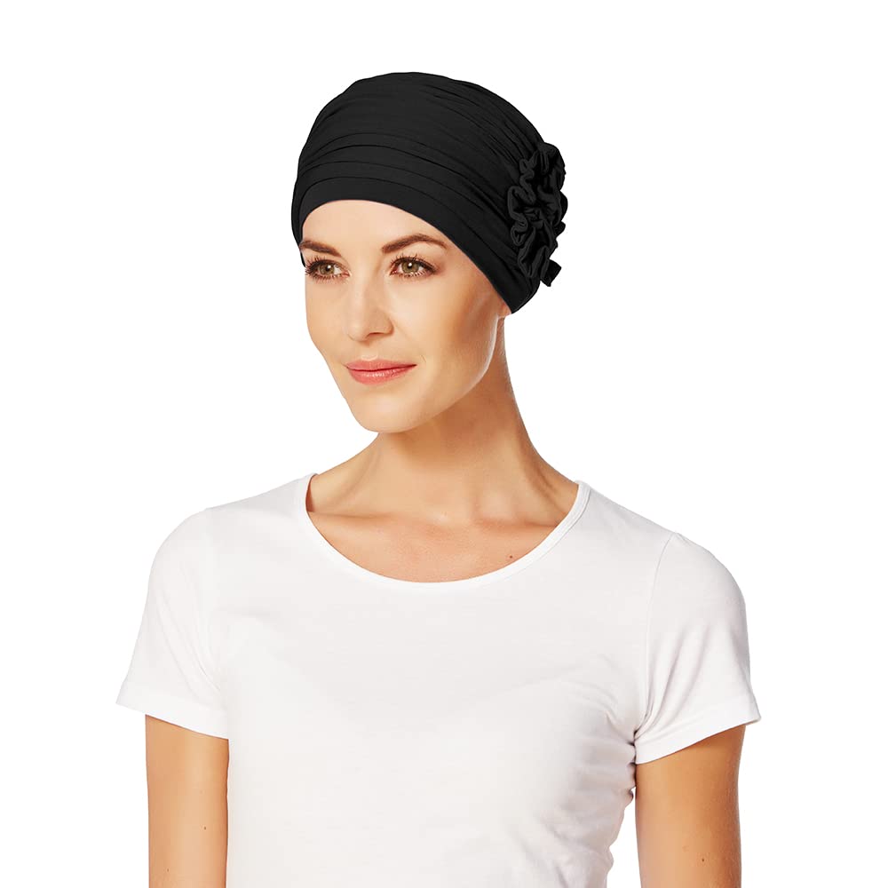 Christine Headwear Women's Black Lotus-Uni Bamboo Turban By