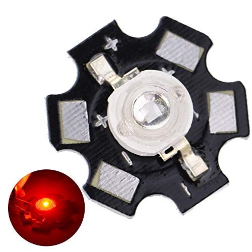 AUNMAS 3W High Power LED Lamp Beads Emitter Diode Chips with Aluminium Base for DIY Lighting Fixtures, Garden Ceiling Street Lamps (660NM)