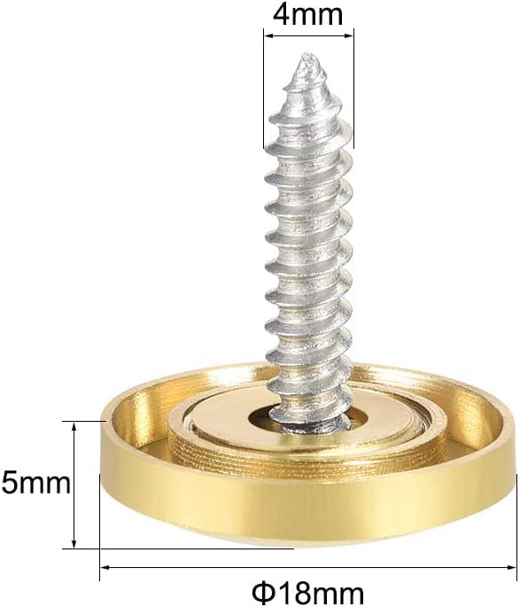 TOP-VIGOR 4Pcs Mirror Screws, 18mm brass Mirror Screws Cap Nail with Washers - Image 2