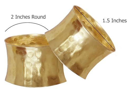 Image of COTTON CRAFT Gold Napkin Rings - 12 Pack Hammered Metal Napkin Ring Holders - 2 inch Round - Elegant Table Decor for Weddings, Christmas, Holidays & Dinner Parties
