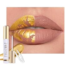 FeiCuiYun 24K Gold Peel Off Matte Liquid Lip Gloss Stain-Lip Liner with Tweezer, Light Brown Peel Off Lip Stain, Long Lasting & Waterproof Lipstick Tattoo, Transfer-Proof Lip Gloss for All Skin Types