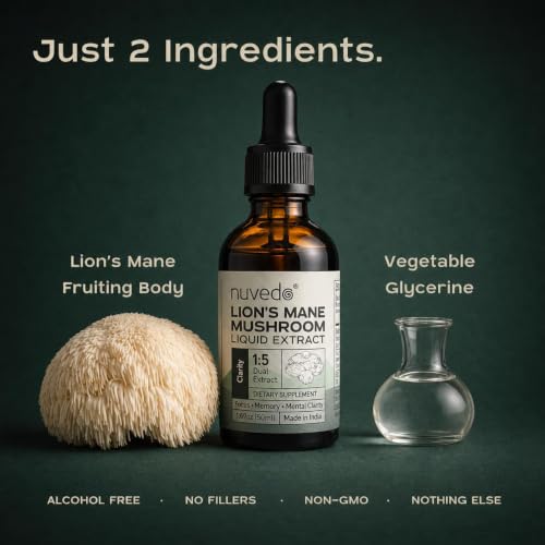 Image of Nuvedo Lions Mane Mushroom Liquid Extract | 10 mL | 1:5 Dual Extract