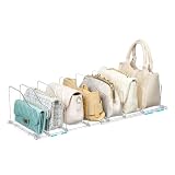 Vtopmart Free-Adjustable Purse Organizer for Closet with 1 Extendable Base & 8 Slide-Freely Dividers, Fits Different Bag Sizes & Closet Shelf, Customizable Spacing Shelf Dividers for Handbags, Wallets
