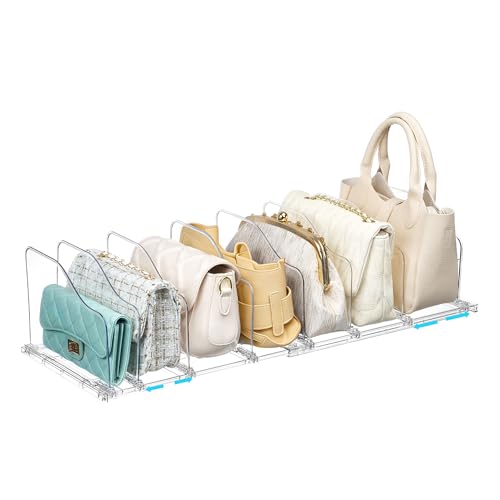 Vtopmart Free-Adjustable Purse Organizer for Closet with 2 Base, Clear