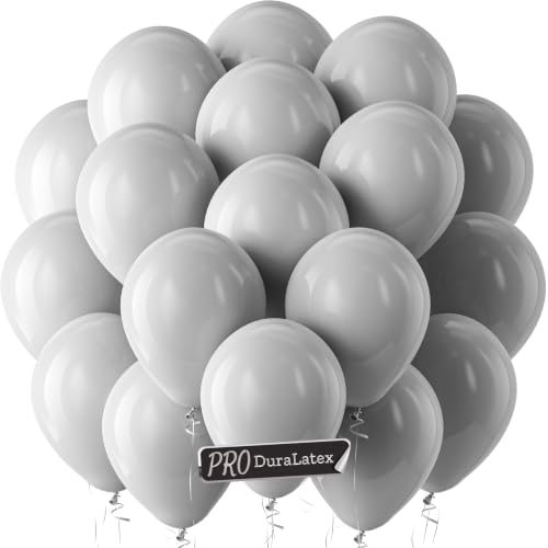 Image of Bezente Pro Duralatex Gray Extra-Thick Balloons 120 Pack 10 inch | Pastel Grey Balloons for Birthday Bridal Shower Wedding Anniversary Party Decorations