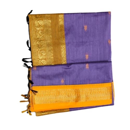 Image of Pure Kalyani Cotton Saree | Zari Border & Blouse Piece - Lata Gadwal Design | Traditional Saree