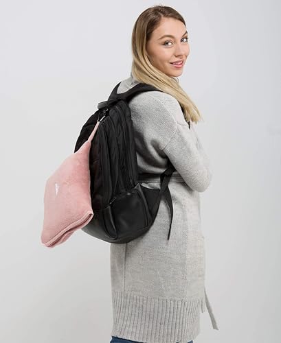 Image of BlueHills Premium Soft Long Travel Blanket Pillow for Tall Airplane Flight Blanket 70 X48 inch Throw in Soft Bag case with Backpack Clip Compact Large Plane 2 in 1 Combo Pink T055