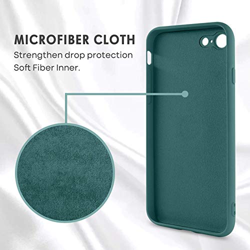 Souligo Iphone Se 2022 Case, Iphone Se 2020 Case, Iphone 8 Case, Iphone 7 Case, Slim Silicone Soft Rubber Shockproof Protective Ring Kickstand Hybrid Hard Protection Girls Women Phone Cover,Dark Green #TOP1