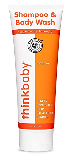 Thinkbaby Baby Shampoo & Body Wash | Tear Free, EWG Verified, Free of Parabens, Phthalates | Clean, For Hair & Body, Sensitive Skin - Papaya, 8oz, 237 ML