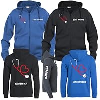 PELUSCIAMO Felpa Ospedale Infermiere Dottore Stetoscopio Cuore | Felpa Unisex con Cappuccio e Zip Lunga | Personalizzabile con Il Tuo Nome Il Tuo reparto E La Tua Qualifica PS 02202-002