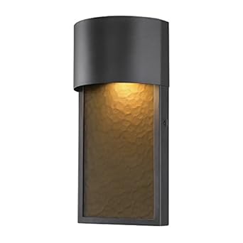 Globe Electric 44227 8.5W LED Integrated Outdoor Wall Sconce, Bronze Finish, Amber Water Glass Accent, Modern, Wall Lighting, Front Porch Decor, Outdoor Lighting, Weatherproof, 720 Lumen
