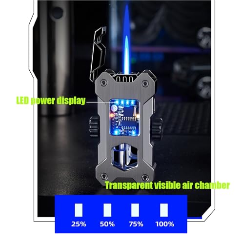 Encendedor inteligente de llama azul ajustable, recargable y resistente al viento 5