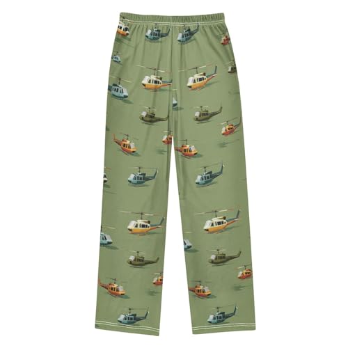 Helicopters Cute Pattern Pajama Pants Soft PJ Bottoms Lounge Pants for Sleepwear Sport Size 6–14 Years2