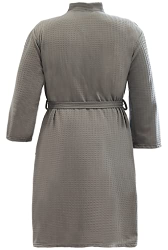 Men's Waffle Robe, Lightweight Knee Length Kimono Bathrobe, Nightgown Shower Robe for Spa2