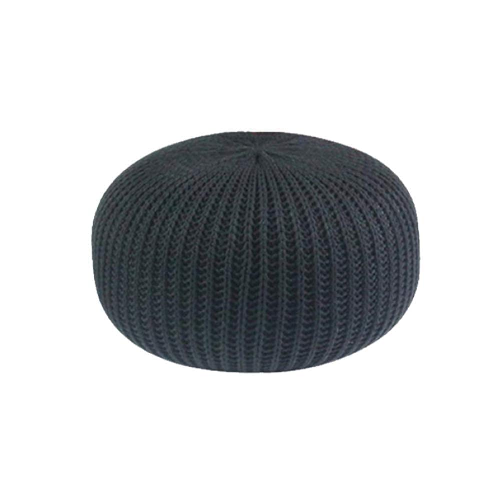 Pouf tissé à la main noir et tabouret de salon nordique