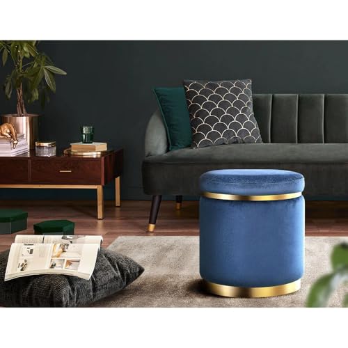 Image of Paamwood Velvet Sitting Stool - Luxurious Ottoman Footrest for Bedroom & Living Room, Wooden Sofa Side Stool, Makeup Chair, Pouf for Home & Office Decoration (Blue Pack of 6)