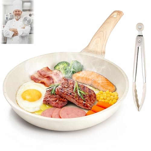 Lista de Sarten Serafin los mejores 5. 41 GALASALA Sartenes Antiadherentes, Sartenes con Mango de Baquelita, Comal Antiadherente 20 cm, Sarten de Granito Resistente, Calienta Rápido, con Pinza Silicona 25.5 cm, Apta para...