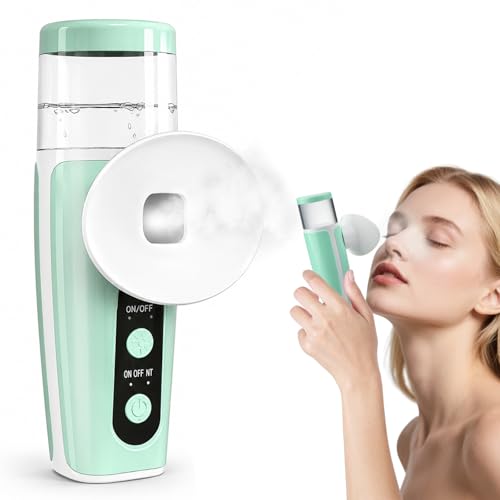 Eye Steamer for Dry Eyes Face Steamer Facial Heated Nano Eye Mist Sprayer with Cold & Hot Compress Modes Rechargeable Handheld Steam Therapy Wand for Moisturizing & Soothing(Green)