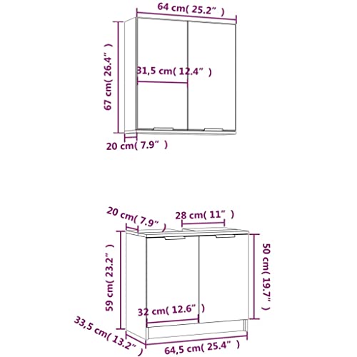 Gabinetes de baño gris Sonoma en madera de ingeniería duradera 8