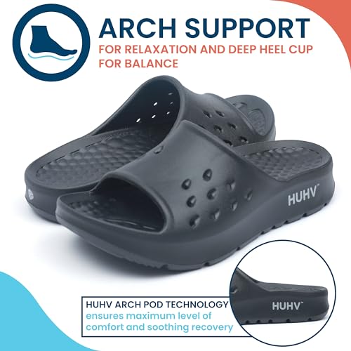 HUHV Women's MAX Cushion Arch Pod Tech Recovery comfort Slide Sandal with Comfort Orthotic Arch Support and our Proprietary HEALIUM Foam Technology4