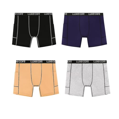 4 Pack Men's Underwear with Pockets, Comfortsoft Moisture-Wicking Boxer Briefs, Multiple Colors(S-XXL)2